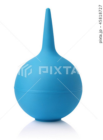 Front view of blue rubber bulb syringe 45818727