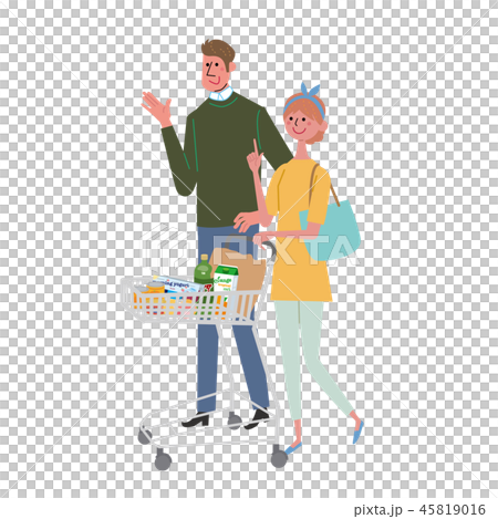  Shopping cart woman family 45819016