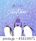 Merry Christmas greeting card with penguins 45819971