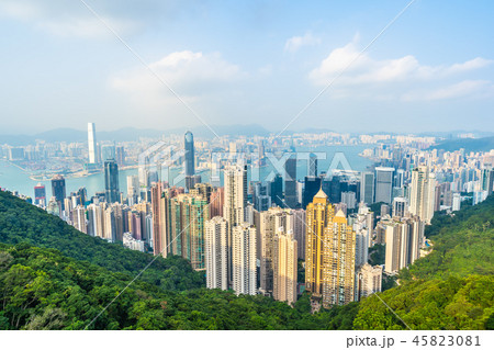 Beautiful architecture building exterior cityscape of hong kong city skyline 45823081
