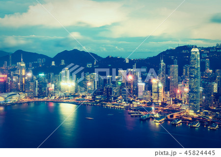 Beautiful architecture building exterior cityscape of hong kong city skyline 45824445