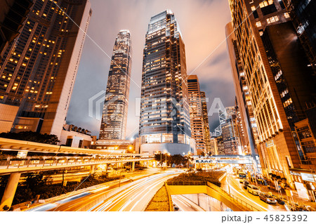 Beautiful architecture building exterior cityscape of hong kong city skyline 45825392