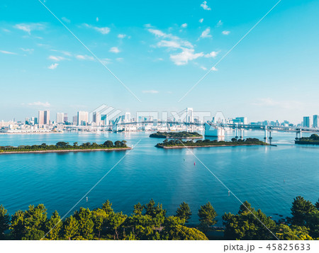 Beautiful cityscape with architecture building and rainbow bridge in tokyo city Beautiful cityscape with architecture building and rainbow bridge in tokyo city 45825633