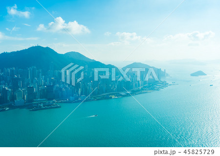 Beautiful architecture building exterior cityscape of hong kong city skyline Beautiful architecture building exterior cityscape of hong kong city skyline 45825729