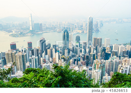 Beautiful architecture building exterior cityscape of hong kong city skyline 45826653