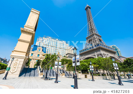 China, Macau - September 10 2018 - Beautiful eiffel tower landmark of parisian hotel and resort in macau city 45827203