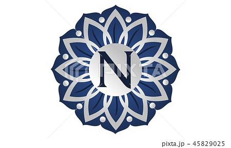 Flower Elegant Icon Initial Nのイラスト素材
