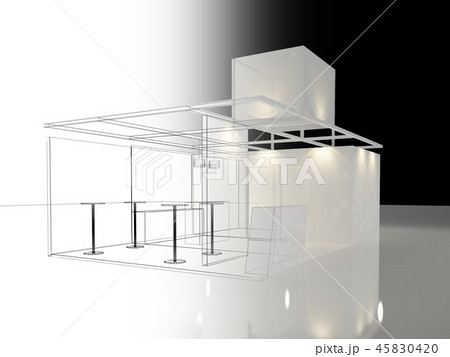 sketch design of exchibition kiosk, 3d rendering 45830420