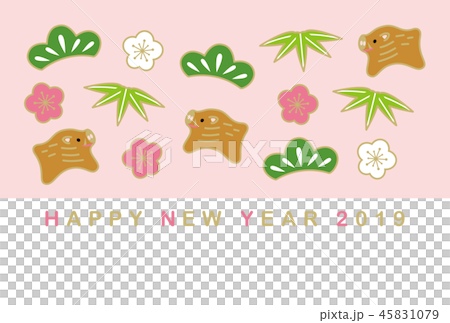 年賀状　2019年　亥年 45831079