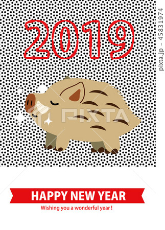 年賀状 猪 2019 かわいい シンプル 年賀状 猪 2019 かわいい シンプル 45831974