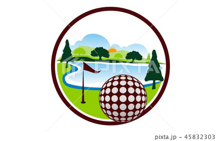 Golf Landscape Logo Design Template Vector Golf Landscape Logo Design Template Vector 45832303