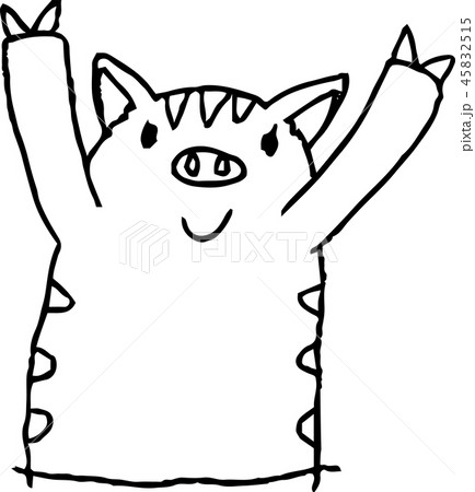 猪 かわいい 落書き 線画のイラスト素材 45832515 Pixta