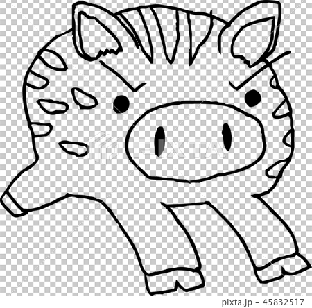 猪 かわいい 落書き 線画のイラスト素材 45832517 Pixta
