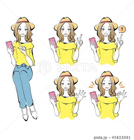 携帯を見る女性 携帯を見る女性 45833091