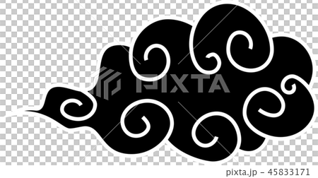 Clouds Japanese style material for new year's cards black 45833171