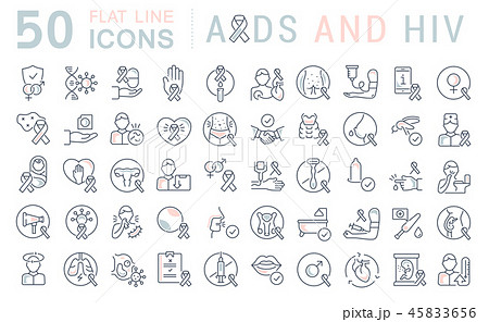 Set Vector Line Icons of AIDS and HIV. 45833656