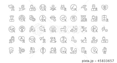 Set Vector Line Icons of AIDS and HIV. Set Vector Line Icons of AIDS and HIV. 45833657