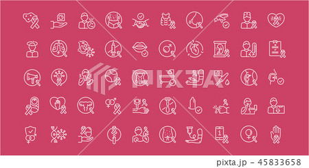 Set of Line Icons of AIDS. 45833658