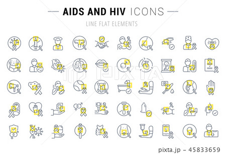 Set Vector Line Icons of AIDS and HIV. Set Vector Line Icons of AIDS and HIV. 45833659
