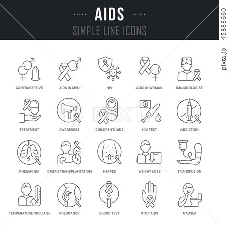 Set Vector Line Icons of AIDS. Set Vector Line Icons of AIDS. 45833660