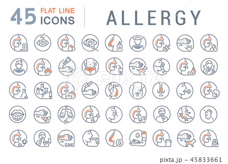 Set Vector Line Icons of Allergy. 45833661