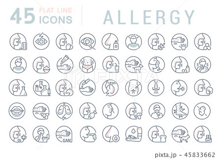 Set Vector Line Icons of Allergy. Set Vector Line Icons of Allergy. 45833662