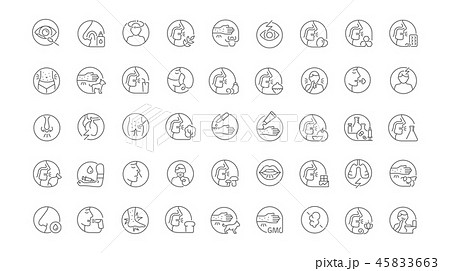 Set Vector Line Icons of Allergy. Set Vector Line Icons of Allergy. 45833663