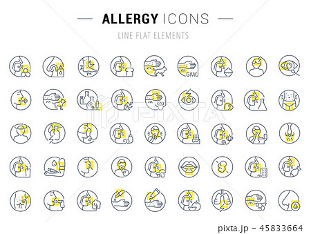 Set Vector Line Icons of Allergy. Set Vector Line Icons of Allergy. 45833664