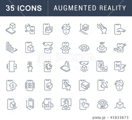 Set Vector Line Icons of Augmented Reality. Set Vector Line Icons of Augmented Reality. 45833673