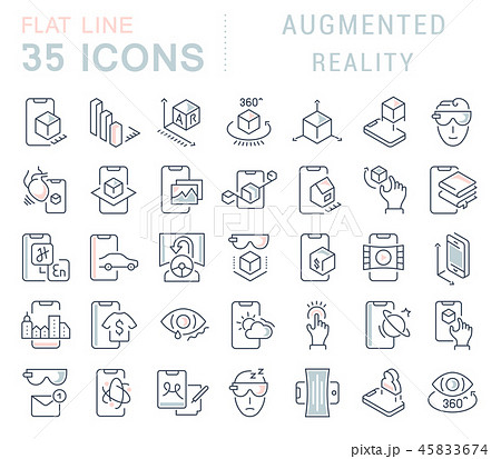 Set Vector Line Icons of Augmented Reality. Set Vector Line Icons of Augmented Reality. 45833674