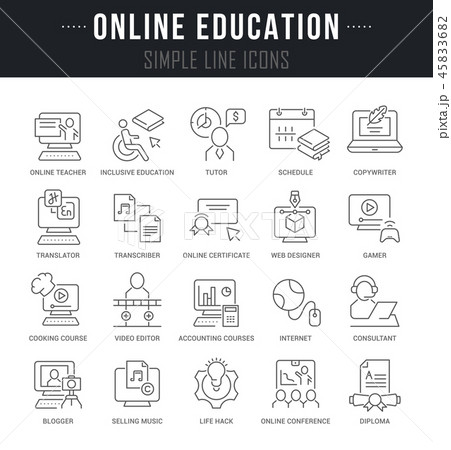 Set Vector Line Icons of Online Education. 45833682
