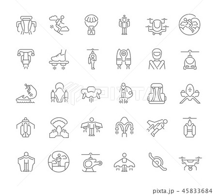 Set Vector Line Icons of Jetpack. 45833684