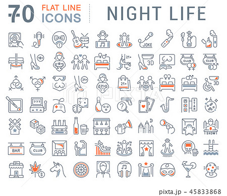 Set Vector Line Icons of Night Life. 45833868