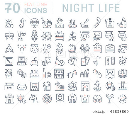 Set Vector Line Icons of Night Life. 45833869