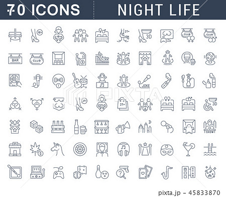 Set Vector Line Icons of Night Life. 45833870