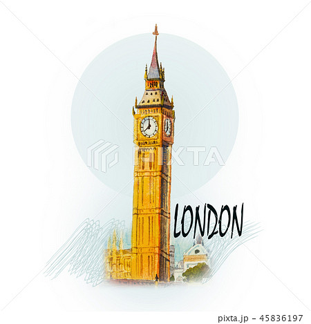 Big Ben Clock Tower In London At England のイラスト素材
