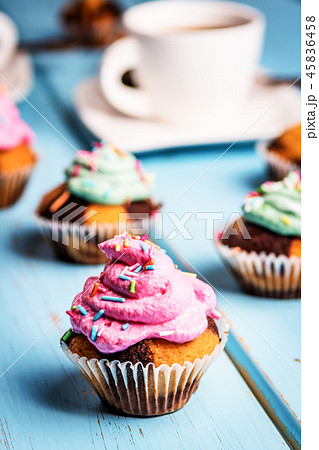 Chocolate cupcake with cream Chocolate cupcake with cream 45836458