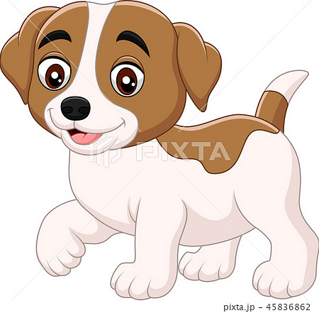 Cute little dog cartoon isolated on white backgrou - Stock Illustration  [45836862] - PIXTA