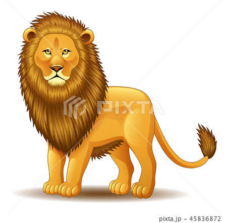 Cartoon Lion King Isolated On White Backgroundのイラスト素材