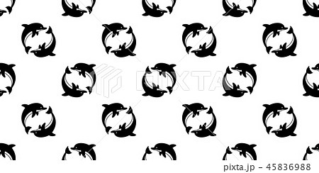 Dolphin Seamless Pattern Vector Fish Cartoon Tileのイラスト素材 4569