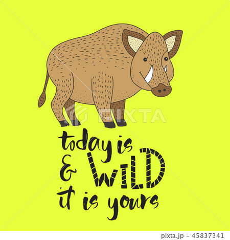 Vector hipster card with a wild boar. Vector hipster card with a wild boar. 45837341