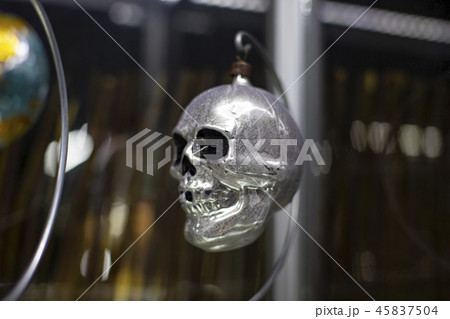 Vintage Christmas tree toy decorations shiny skull 45837504