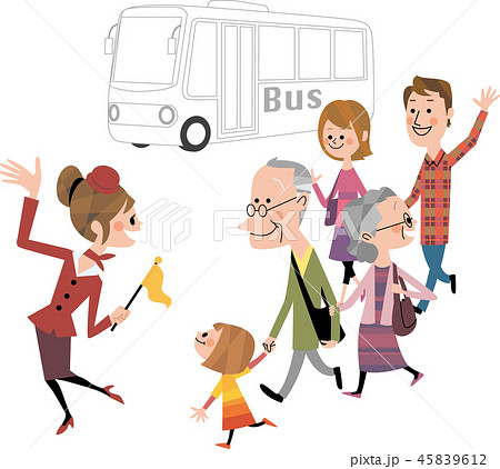 Family Bus Tour Stock Illustration