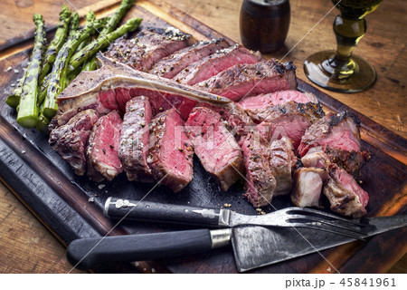 Barbecue dry aged Wagyu Porterhouse Steak with gre Barbecue dry aged Wagyu Porterhouse Steak with gre 45841961