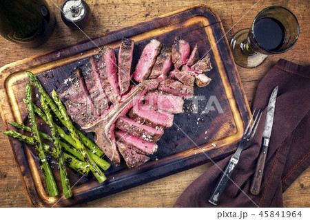 Barbecue dry aged Wagyu Porterhouse Steak with gre Barbecue dry aged Wagyu Porterhouse Steak with gre 45841964