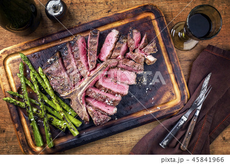 Barbecue dry aged Wagyu Porterhouse Steak with gre Barbecue dry aged Wagyu Porterhouse Steak with gre 45841966