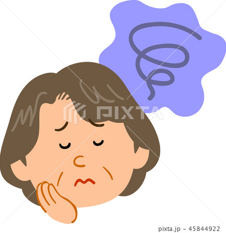 悩む中年の女性 不安 憂鬱のイラスト素材