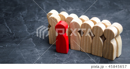 Red man coming out of the crowd. The chosen person 45845657