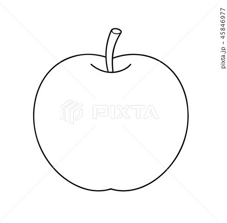 りんご ぬりえ 線画のイラスト素材