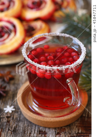 Healthy winter beverage. Cranberry fruit drink Healthy winter beverage. Cranberry fruit drink 45847711